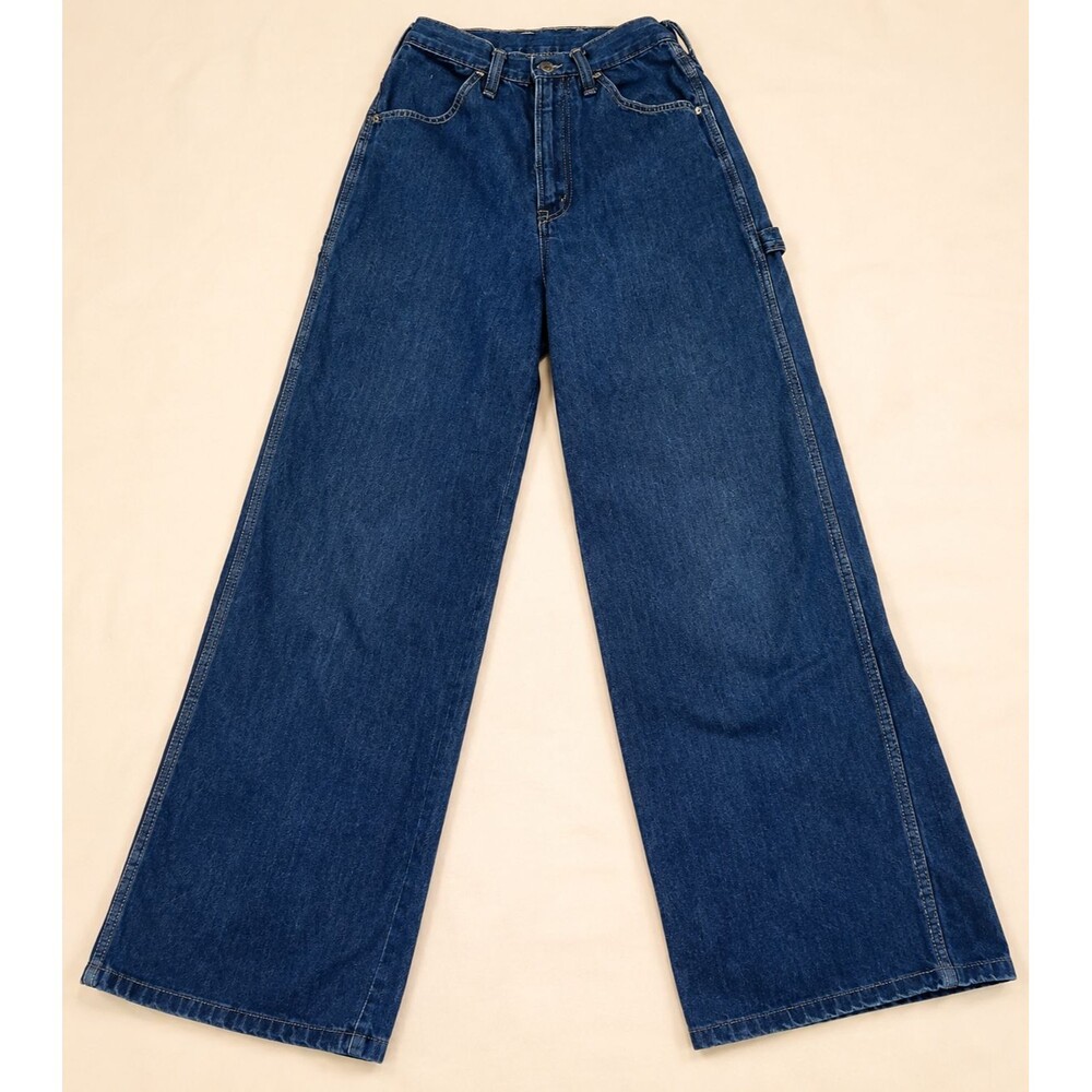 Wrangler Wide Leg Carpenter Jeans Womens 24x28 Dark Wash Vintage Denim Utility